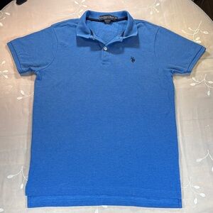 U.S. Polo Assn. Heathered Blue Short Sleeve Polo Man T-Shirt Size Medium